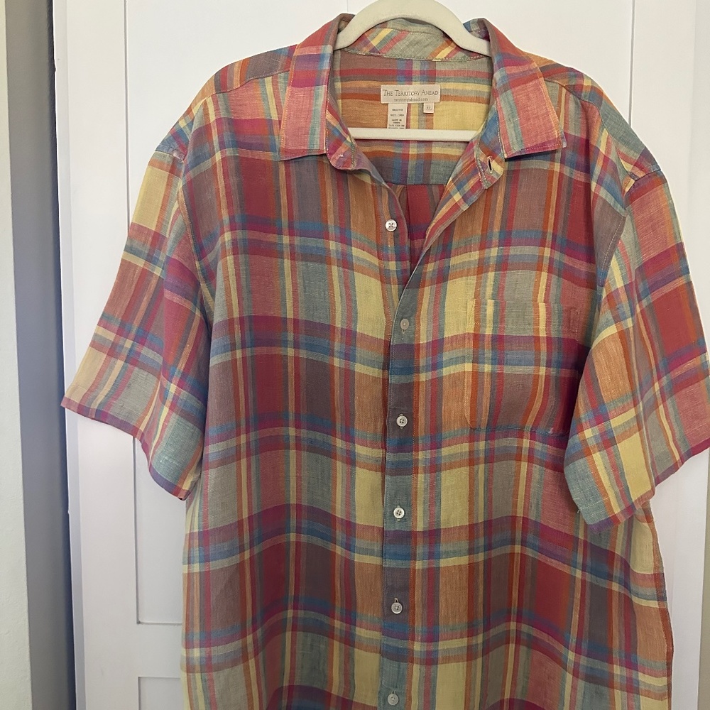 Men's XL Territory Ahead Linen Short Sleeved Shirt